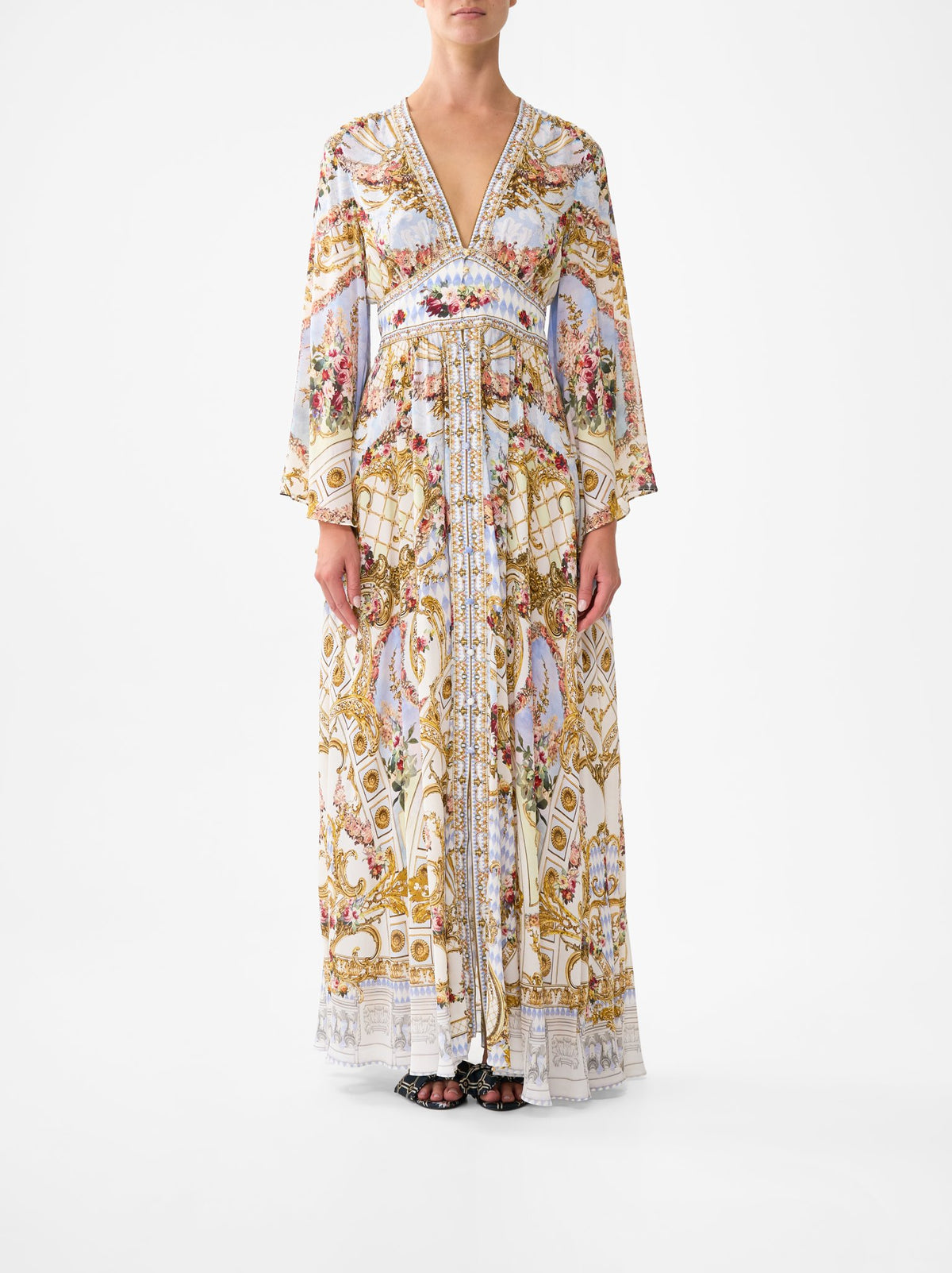KIMONO SLEEVE DRESS WITH SHIRRING DETAIL