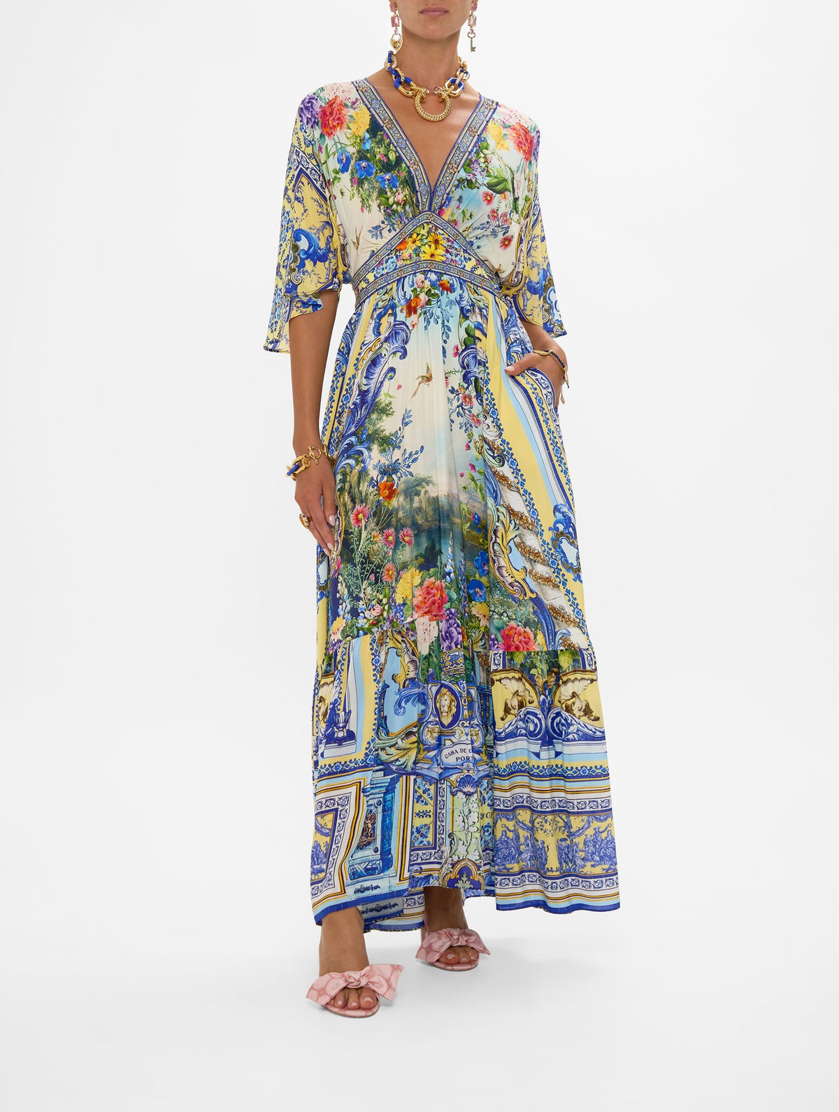 WAISTED DRESS WITH HEM RUFFLE