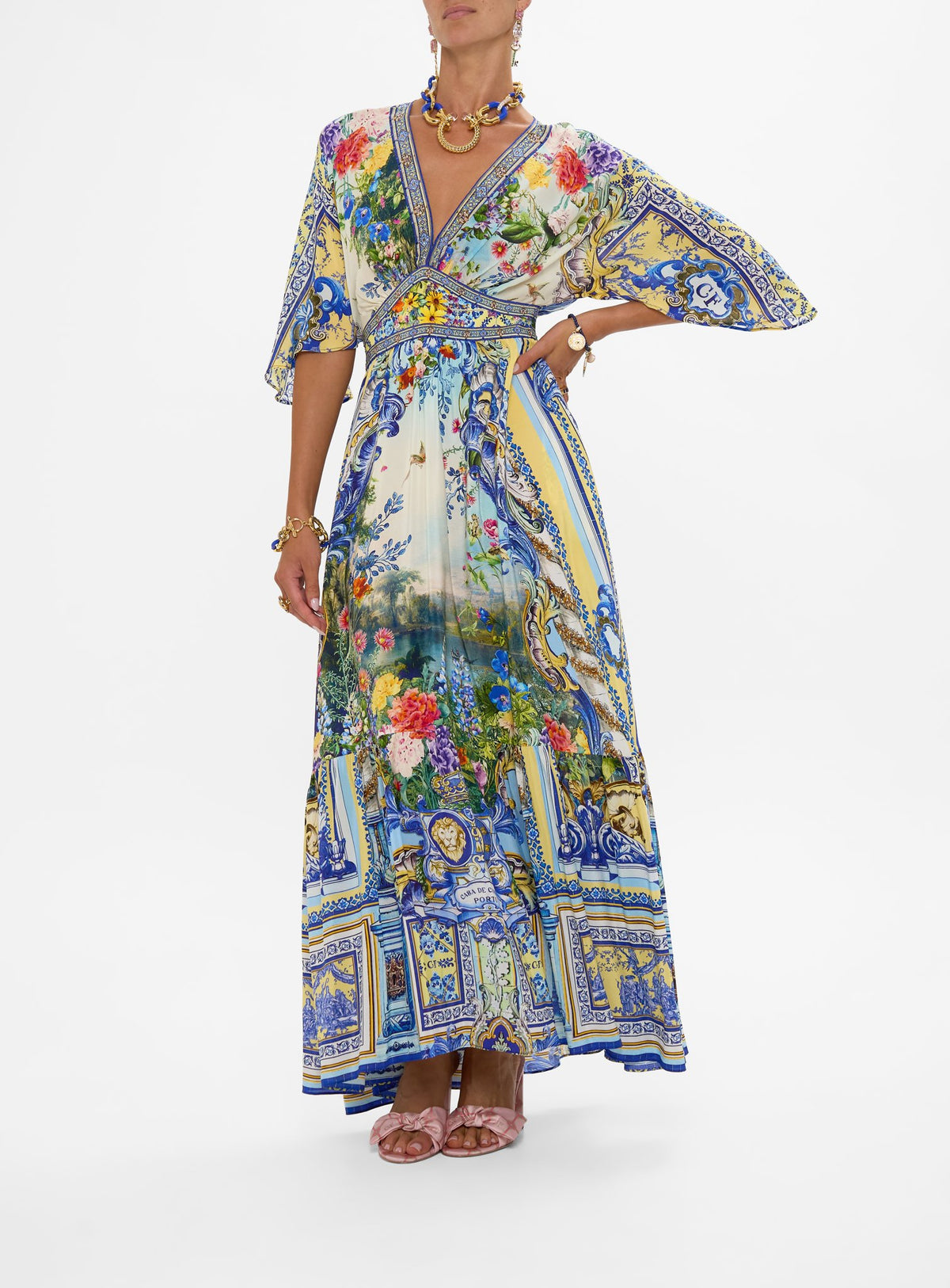 WAISTED DRESS WITH HEM RUFFLE
