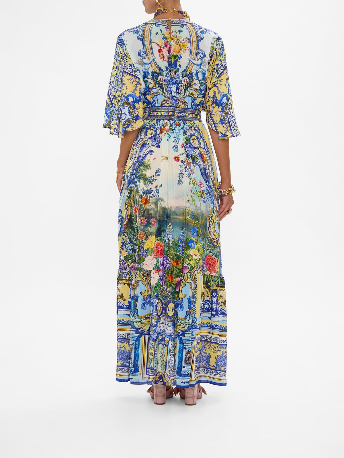 WAISTED DRESS WITH HEM RUFFLE