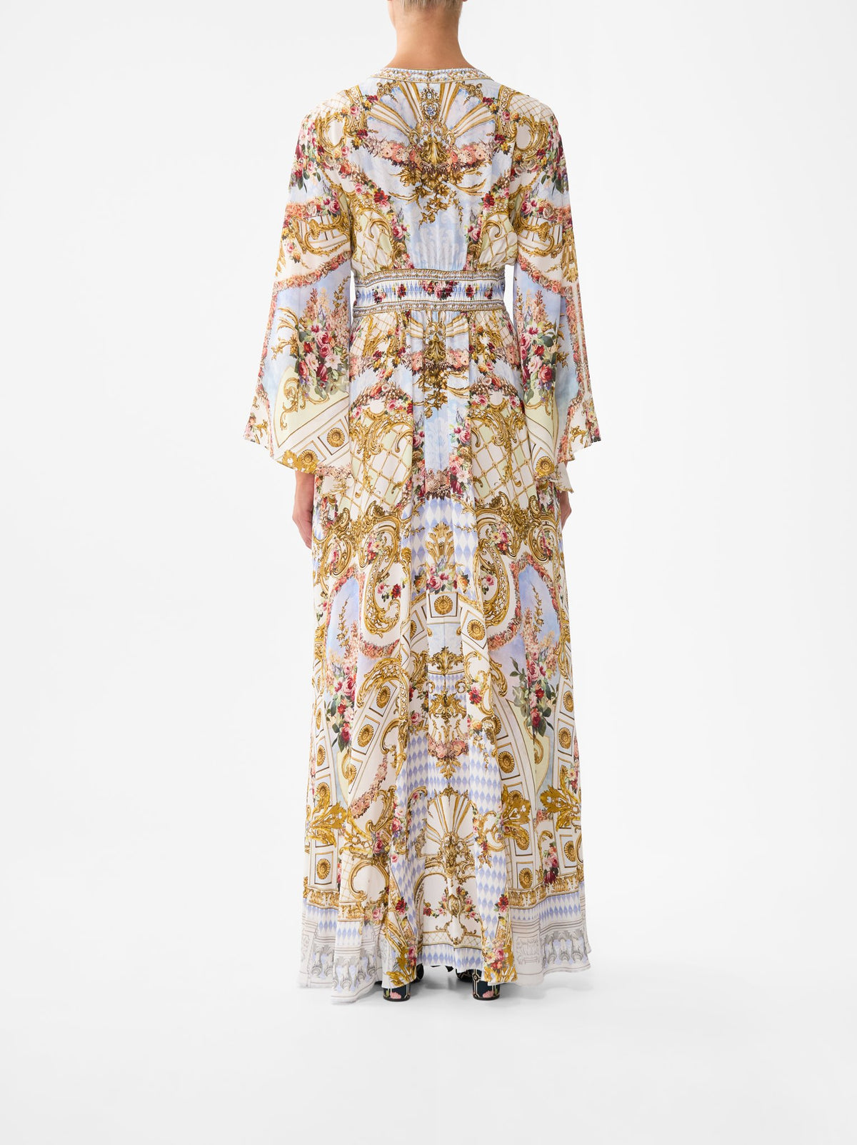 KIMONO SLEEVE DRESS WITH SHIRRING DETAIL
