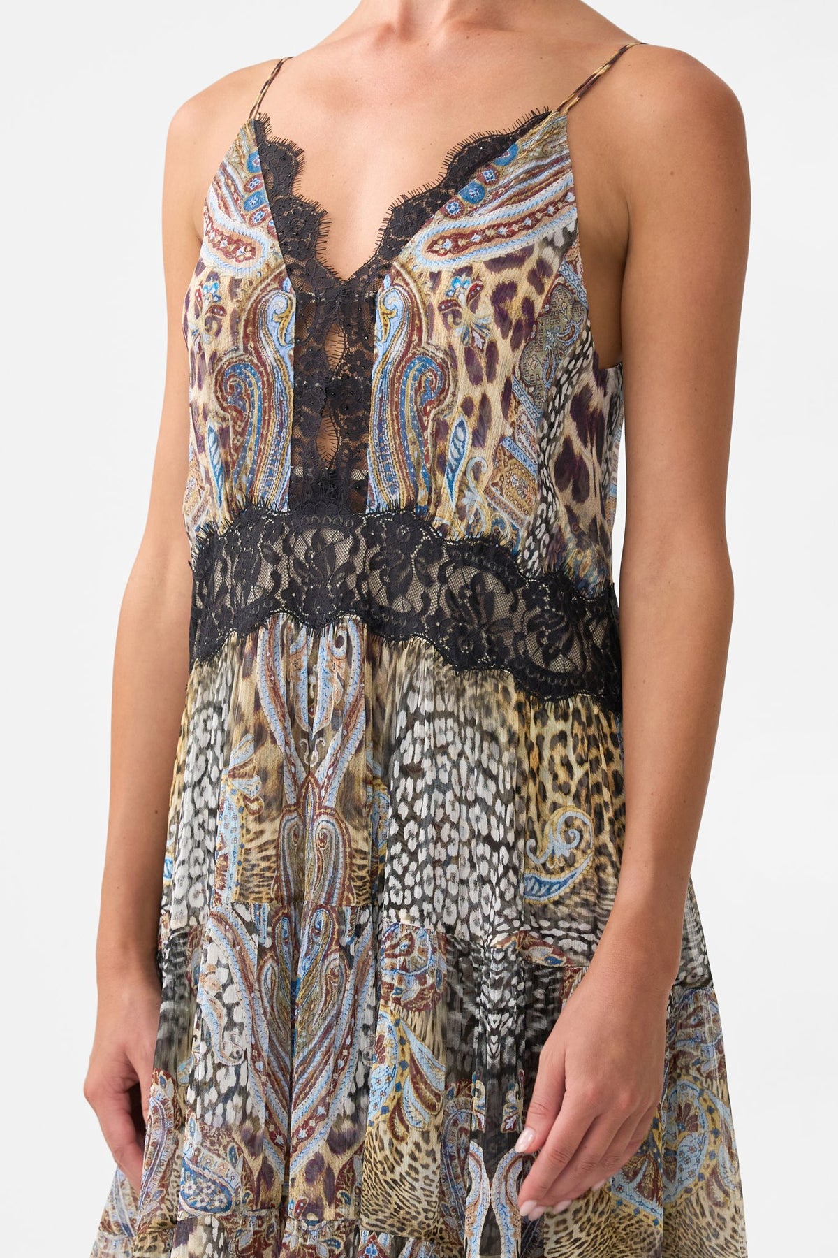 TRAPEZE TIERED DRESS WITH LINING