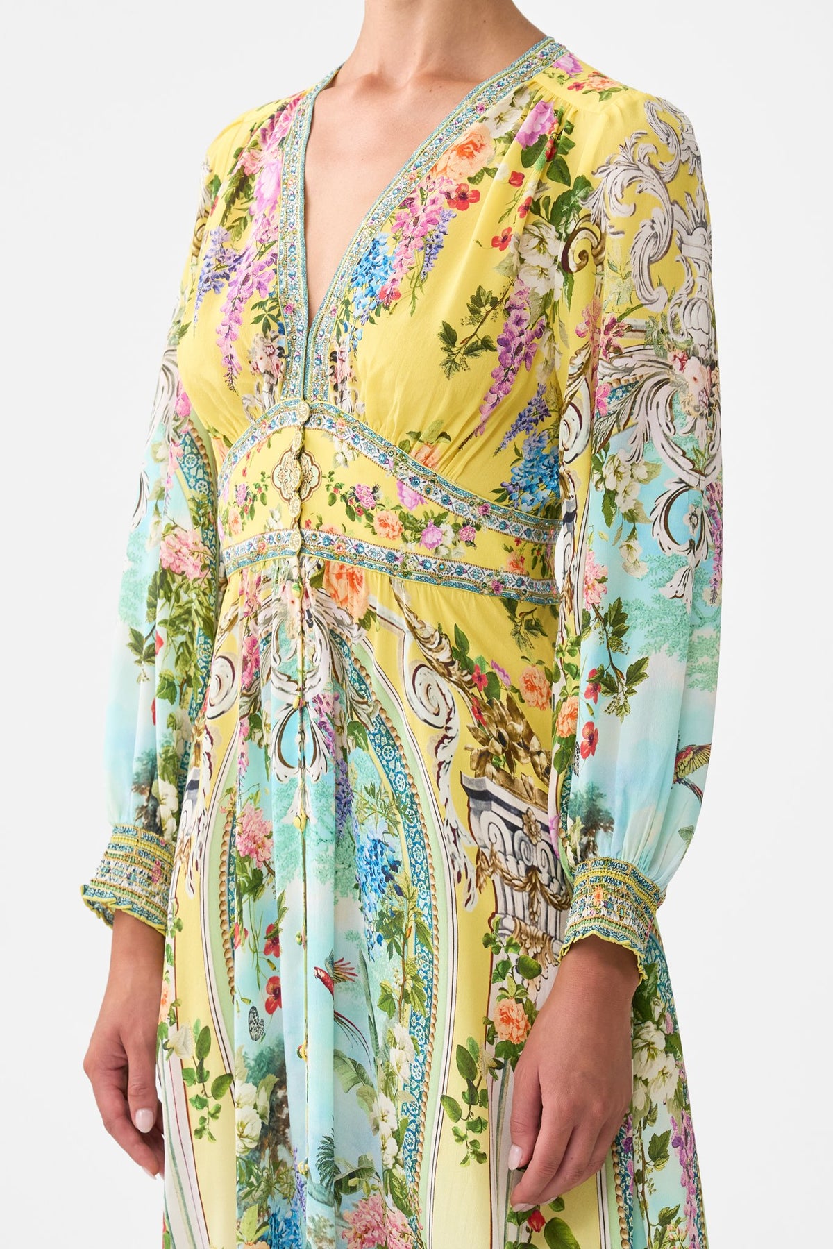 BUTTON DRESS WITH SHAPED WAISTBAND