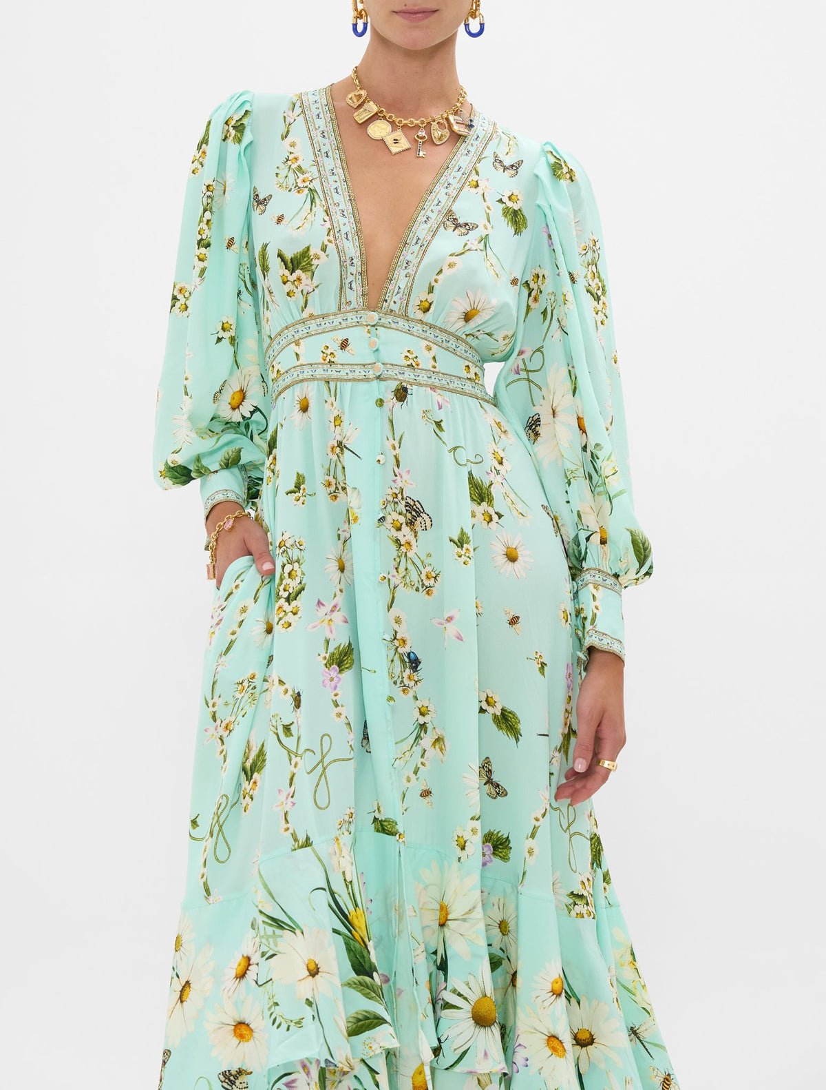 LONG BUTTON FRONT DRESS