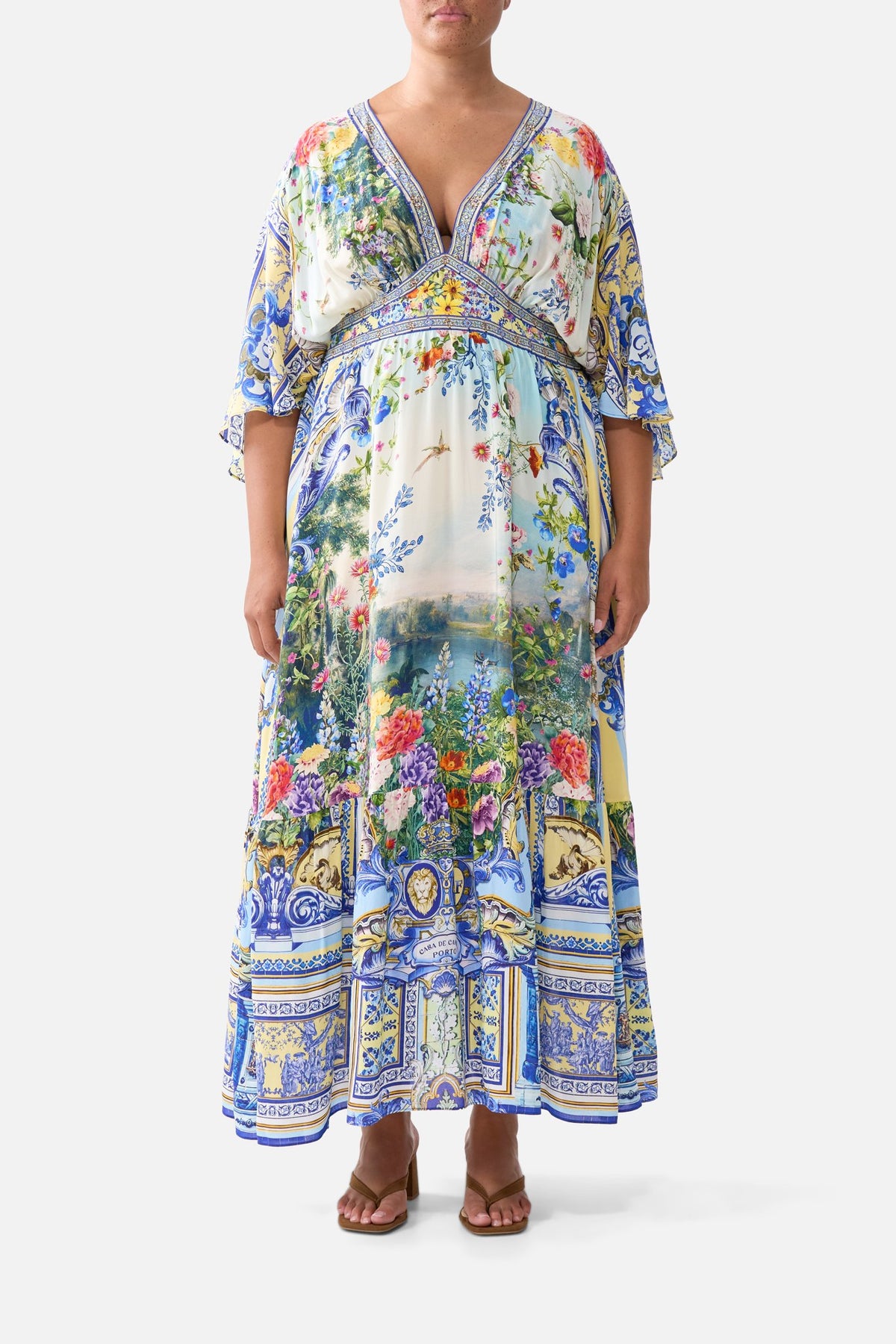 WAISTED DRESS WITH HEM RUFFLE