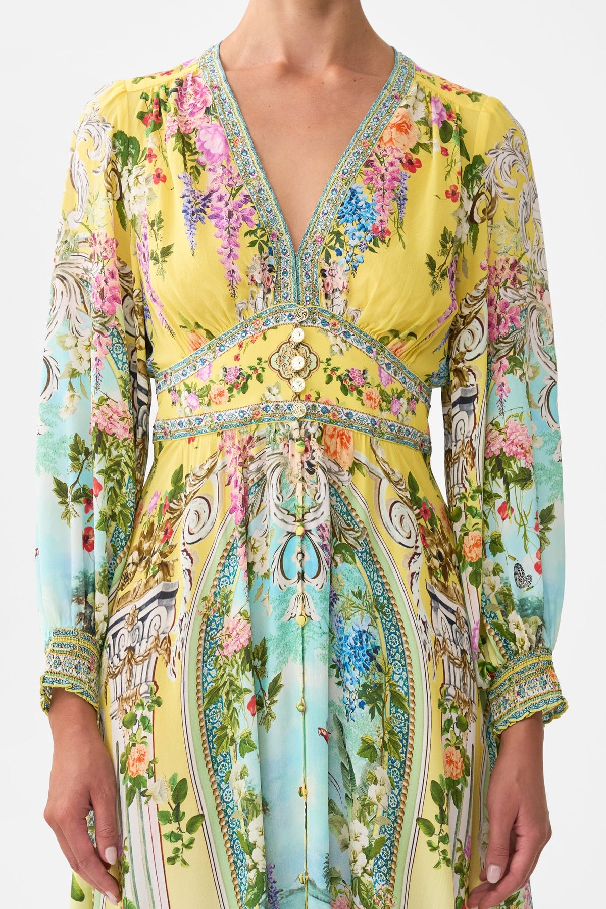 BUTTON DRESS WITH SHAPED WAISTBAND