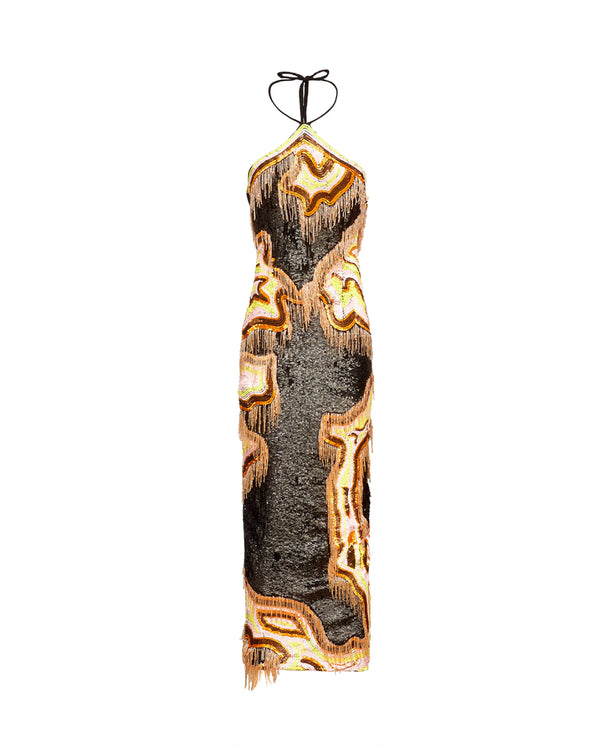 ZURI HALTER NECK MAXI DRESS