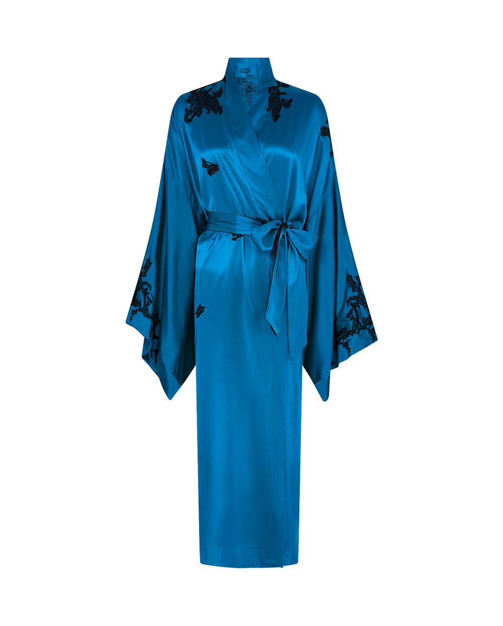 TOKONI LONG KIMONO - SILK SATIN - PEACOCK