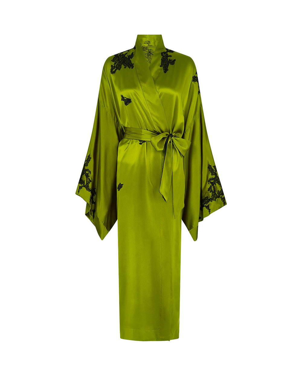 TOKONI LONG KIMONO - SILK SATIN - LIME